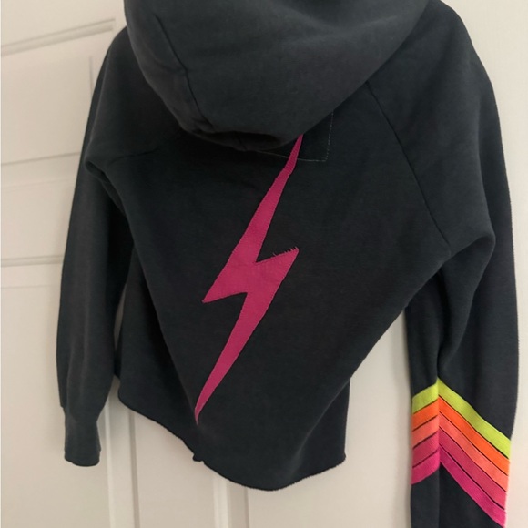 Aviator Nation Tops - Aviator Nation Black Hoodie with Pink and Rainbow Accents